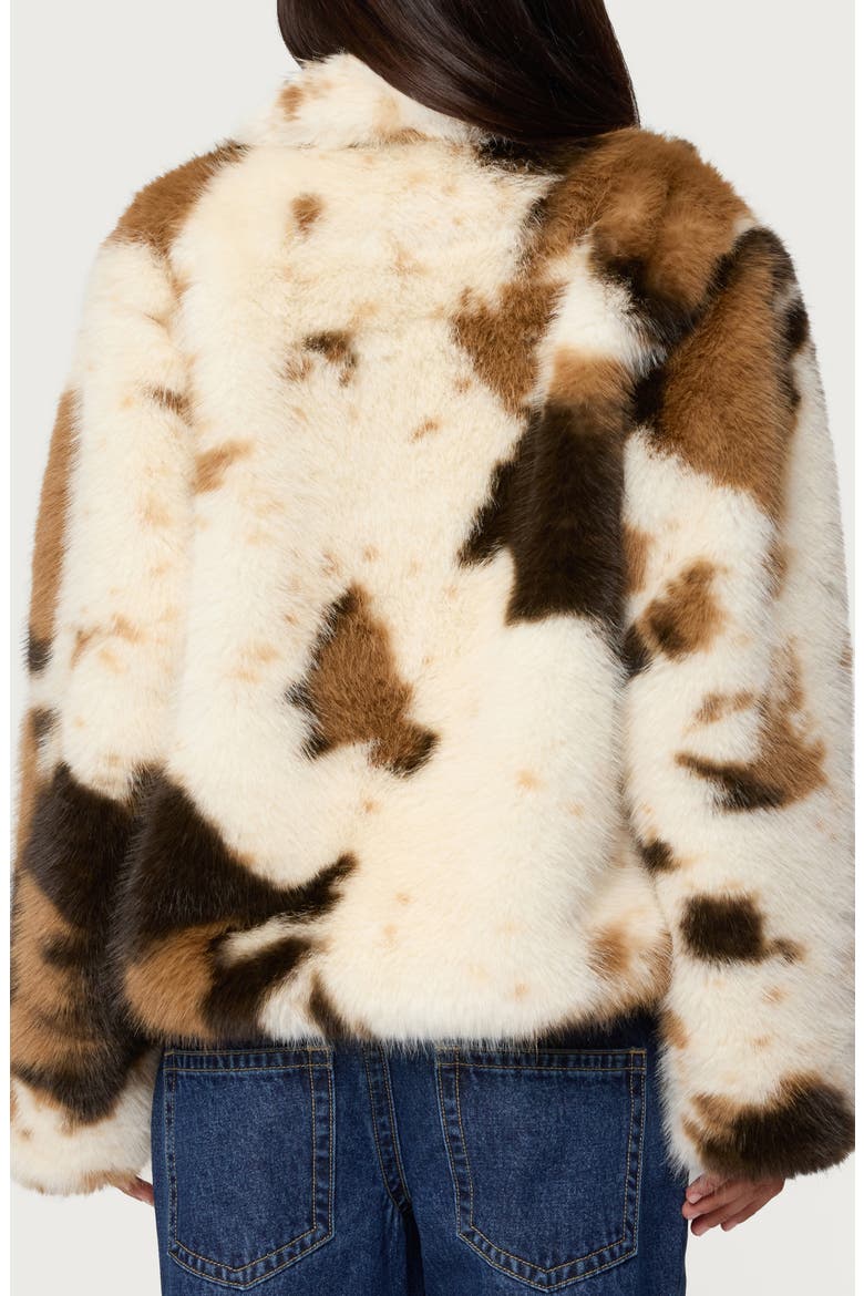 Rayan Cow Print Faux Fur Jacket, Alternate, color, MIX