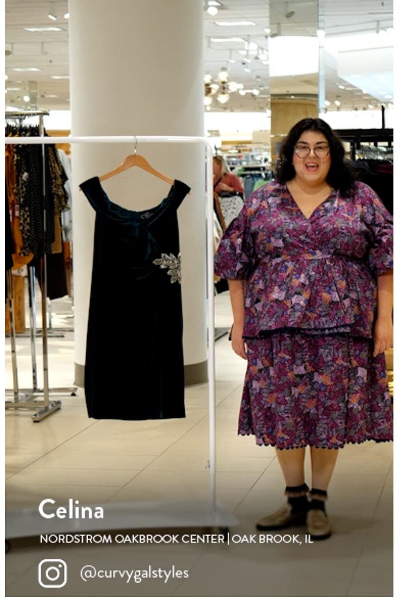 Off the Shoulder Velvet Sheath Dress video