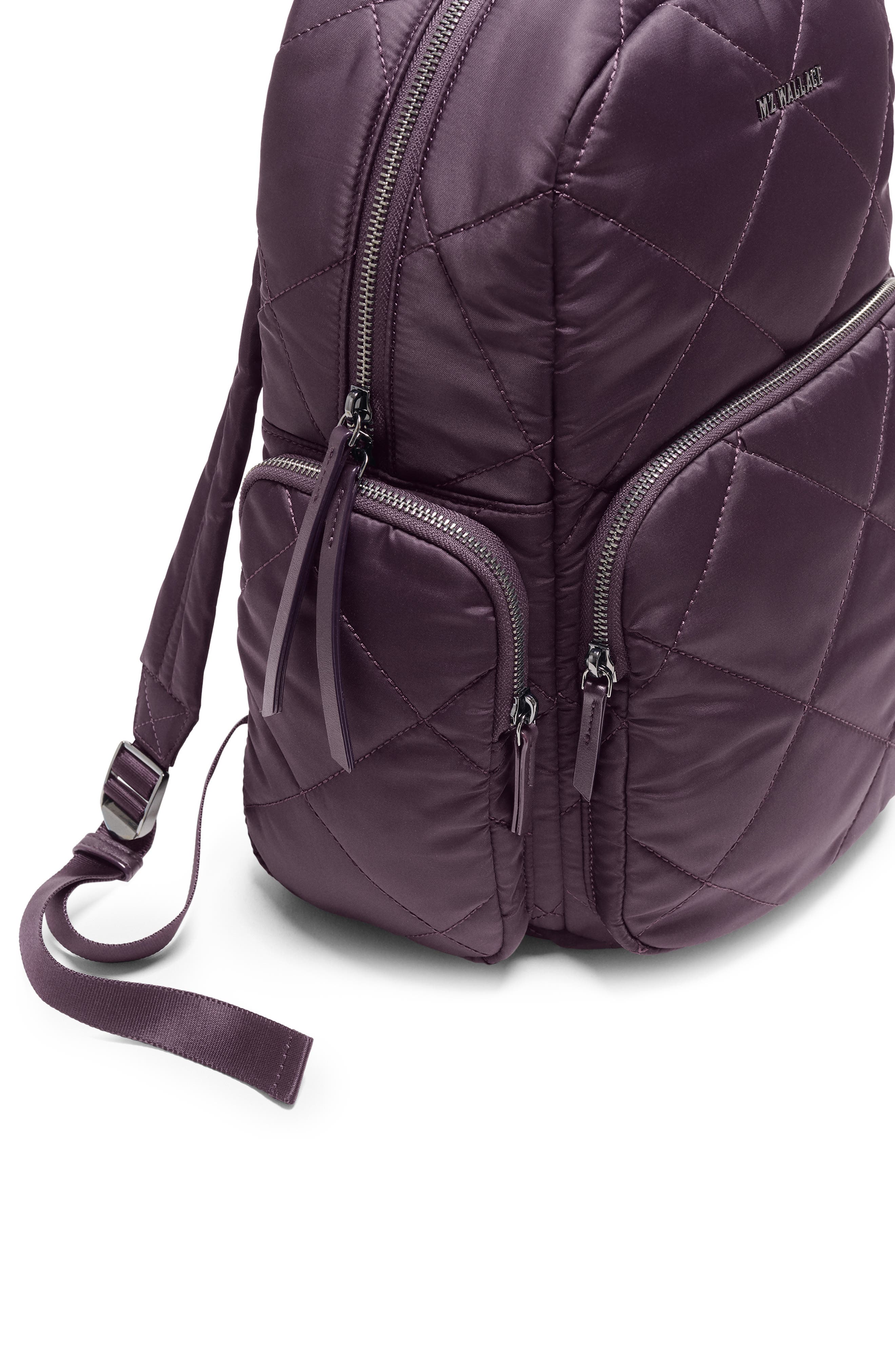MZ Wallace Madison Quilted Nylon Backpack, Alternate, color, Raisin