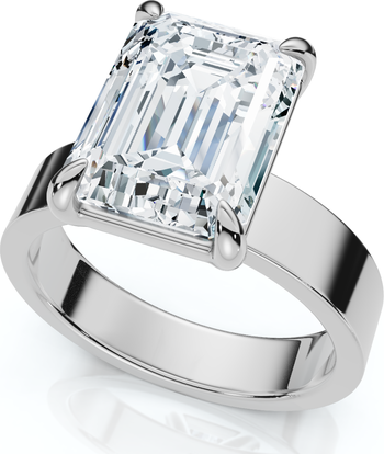 4Ct Emerald Diamond Cigar Band Engagement Ring 14k Gold or Platinum Lab Grown