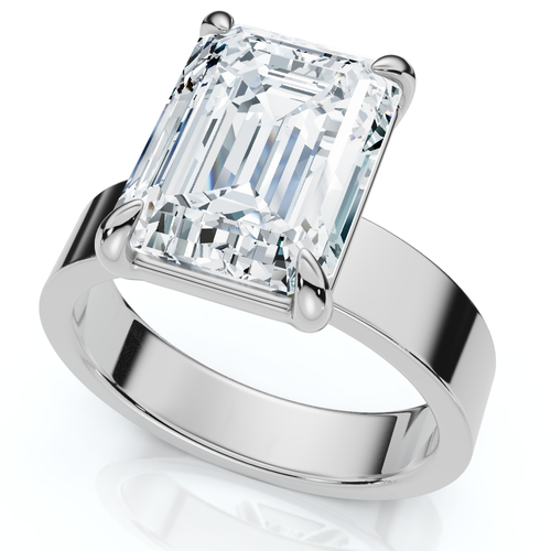 Bliss Diamond 4ct Emerald Diamond Cigar Band Engagement Ring 14k Gold Or Platinum Lab Grown In Silver