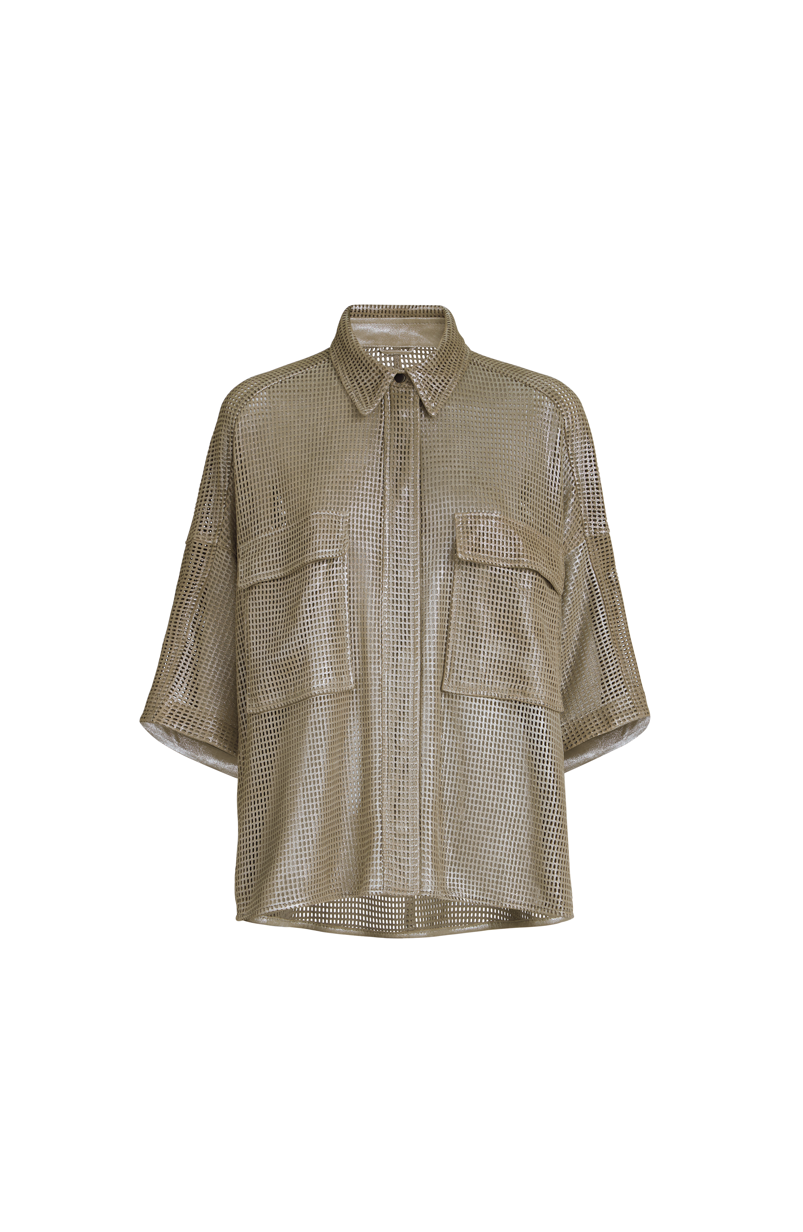 Sparkling leather net shirt - image 2
