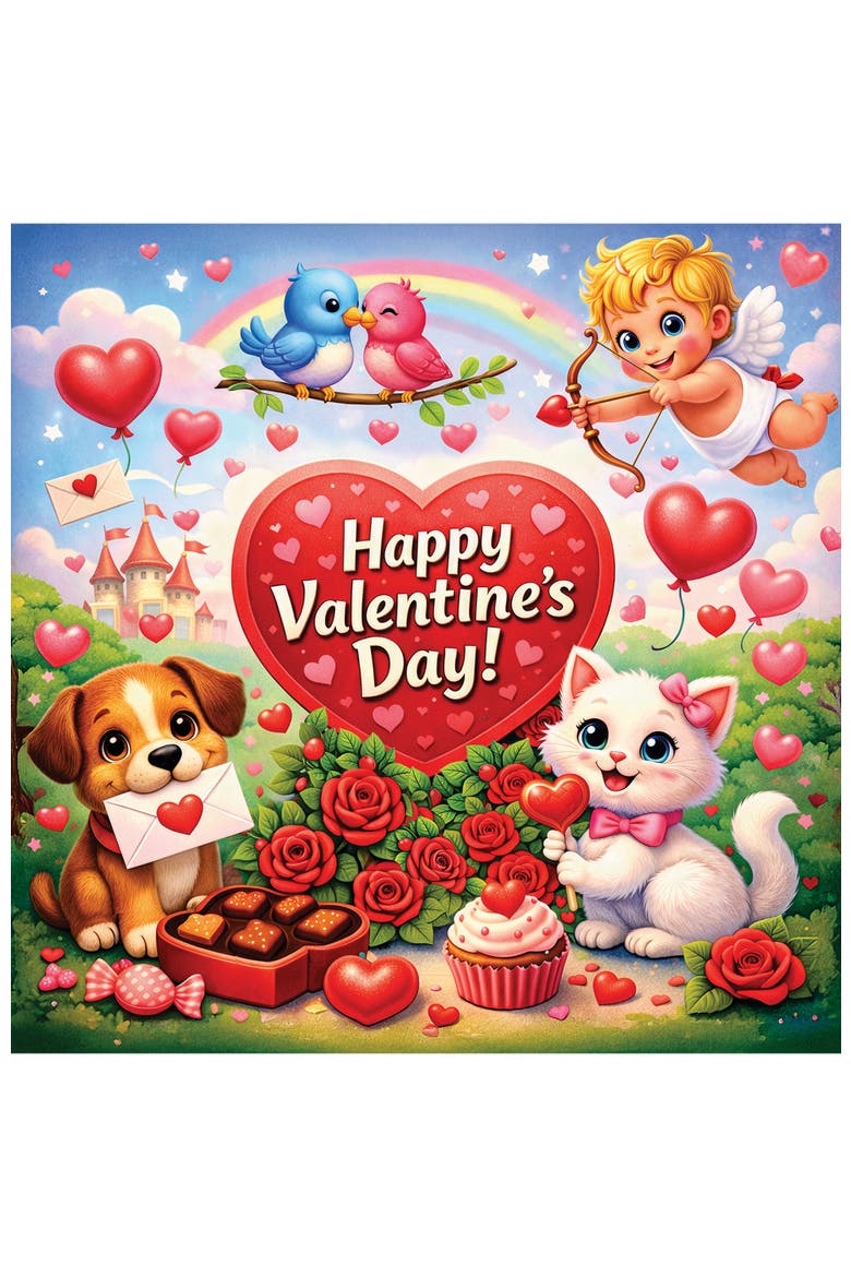 Valentine's Day 100 Piece Puzzle - Cutie Pies - 10"x10", Alternate, color, Multicolor