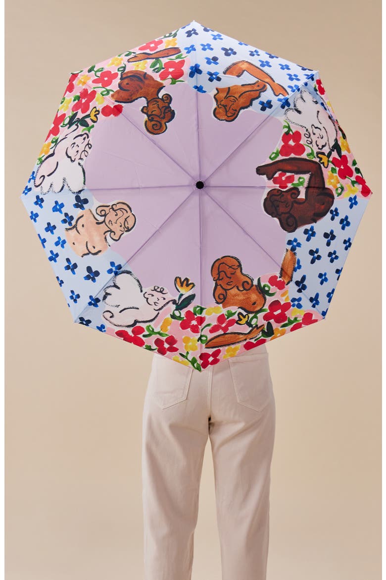 Eco-Friendly Compact Duck Umbrella, Alternate, color, Heaven's Garden