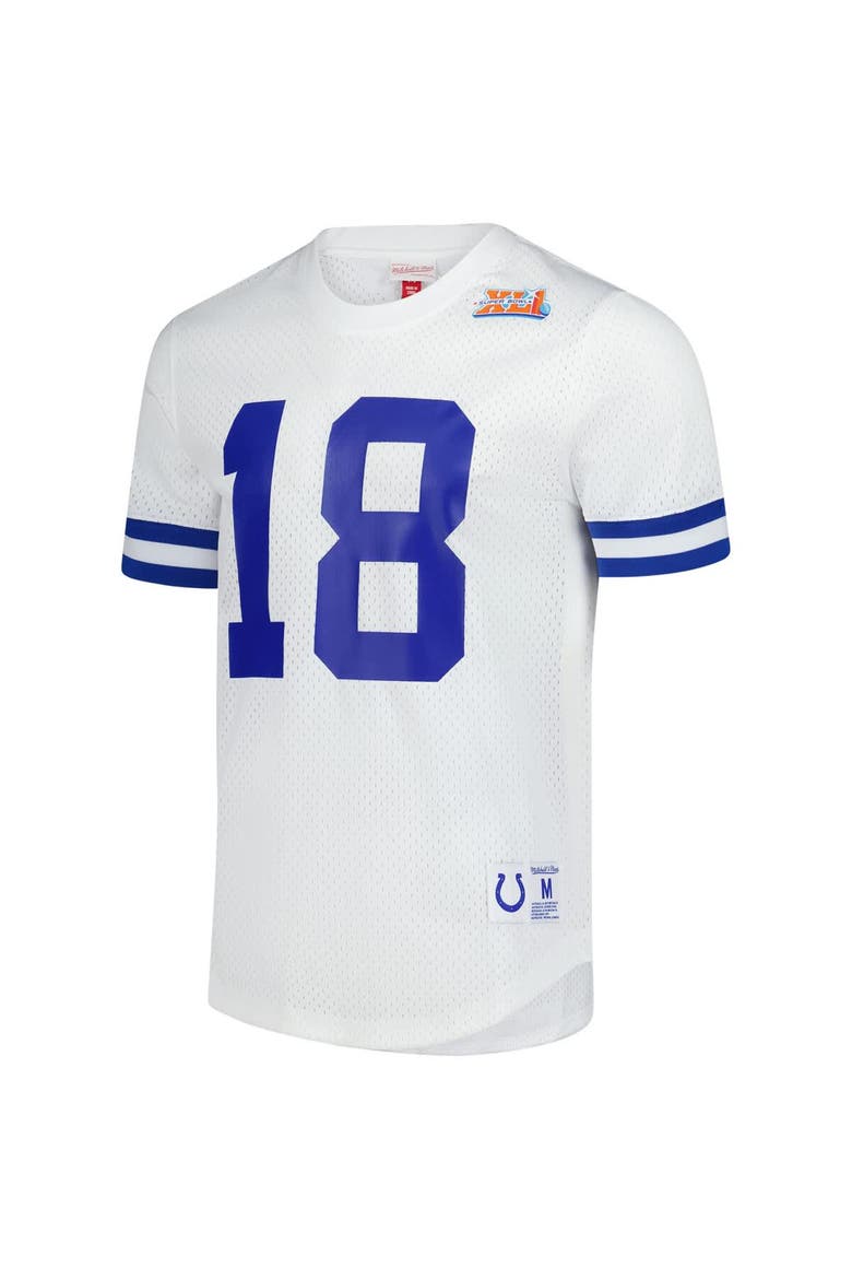 Men's Mitchell & Ness Peyton Manning White Indianapolis Colts Retired Player Name & Number Mesh Top, Alternate, color, White