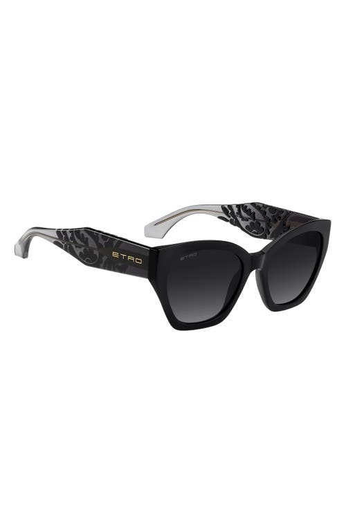 Etro 55mm Rectangular Cat Eye Sunglasses In Black