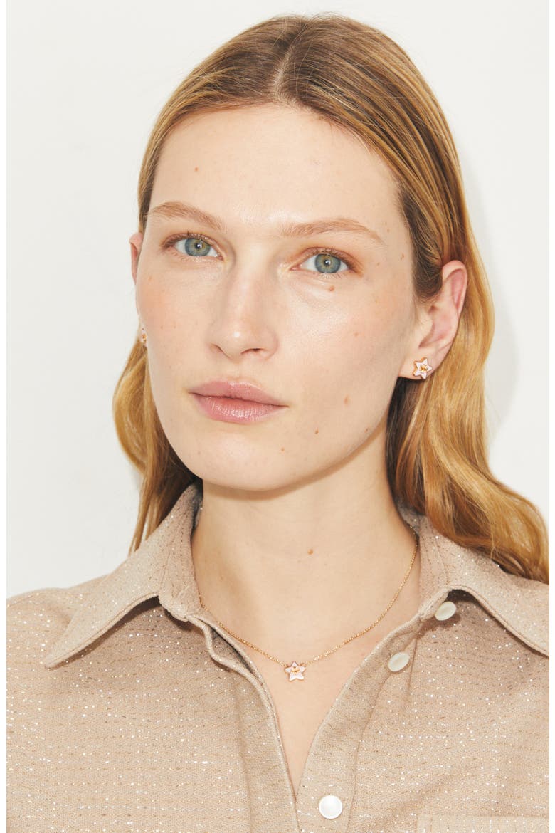 Forget Me Not Necklace, Alternate, color, TORY GOLD / PINK SNOW