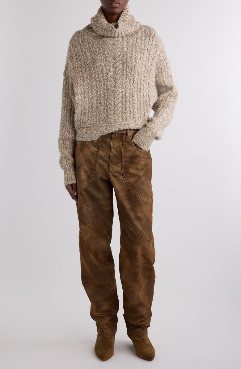 Isabel Marant Étoile Brenda Cotton Blend Cowl Neck Sweater, Alternate, color, Taupe