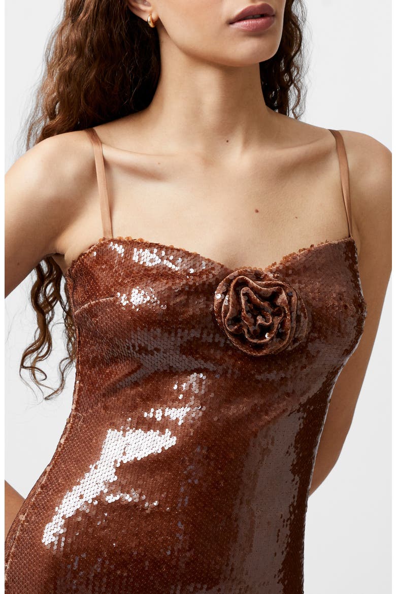 Beatrice Sequin Rosette Maxi Dress, Alternate, color, BROWN SEQUIN