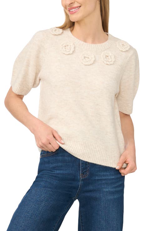 Rosette Short Sleeve Sweater