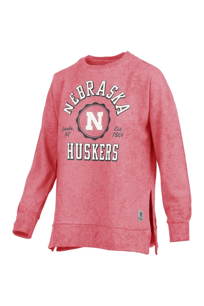 Women's Pressbox Scarlet Nebraska Huskers Sun Washed Bishop Pullover Sweatshirt, Main, color, Scarlet