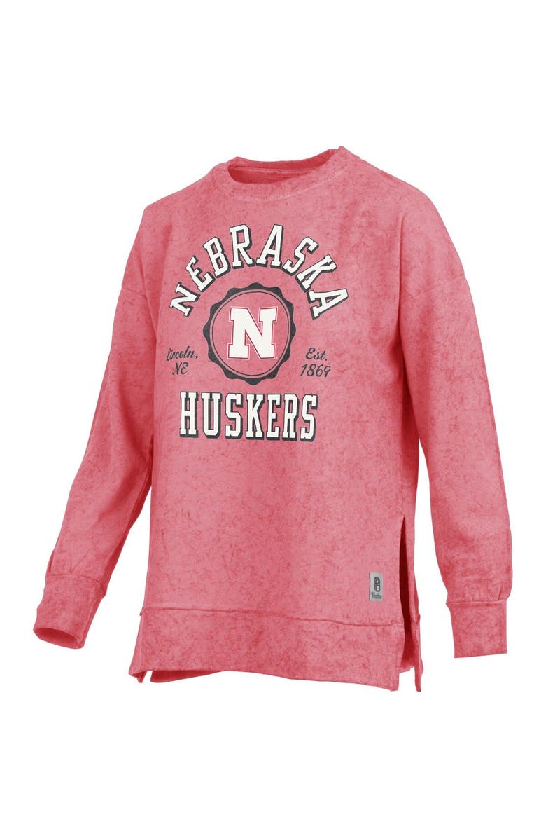 PRESSBOX Women's Pressbox Scarlet Nebraska Huskers Sun Washed Bishop Pullover Sweatshirt, Main, color,