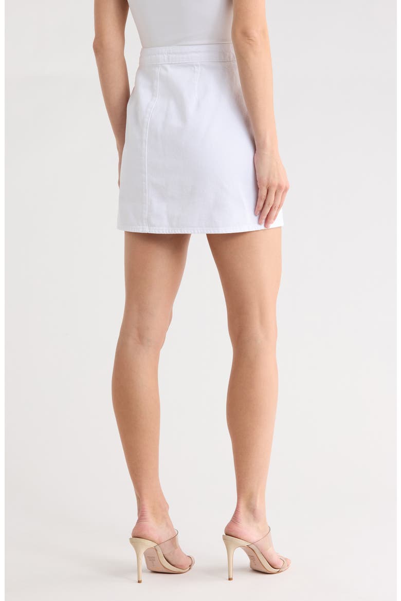 Kris Button Front Cotton A-Line Miniskirt, Alternate, color, BLANC