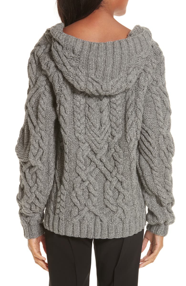 PARTOW Mélange Cable Knit Hooded Sweater, Alternate, color, 