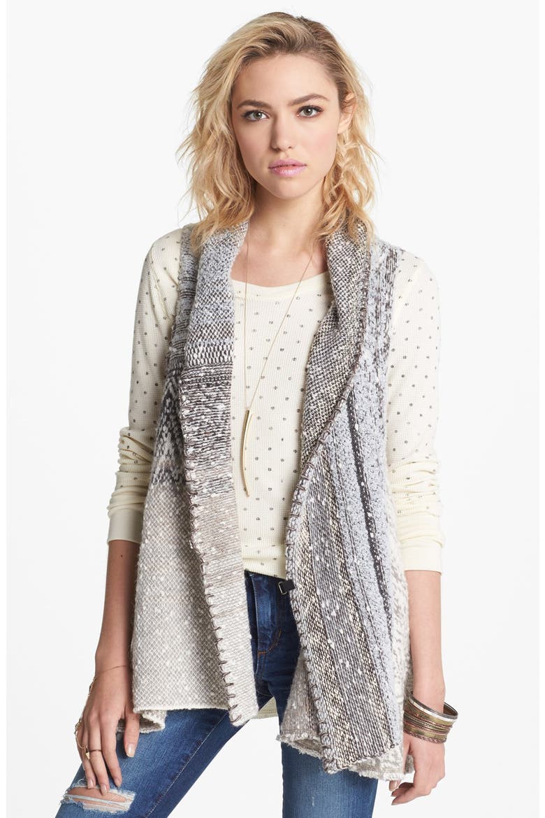 'In Your Arms' Sleeveless Cardigan, Main, color, WHITE/ GREY