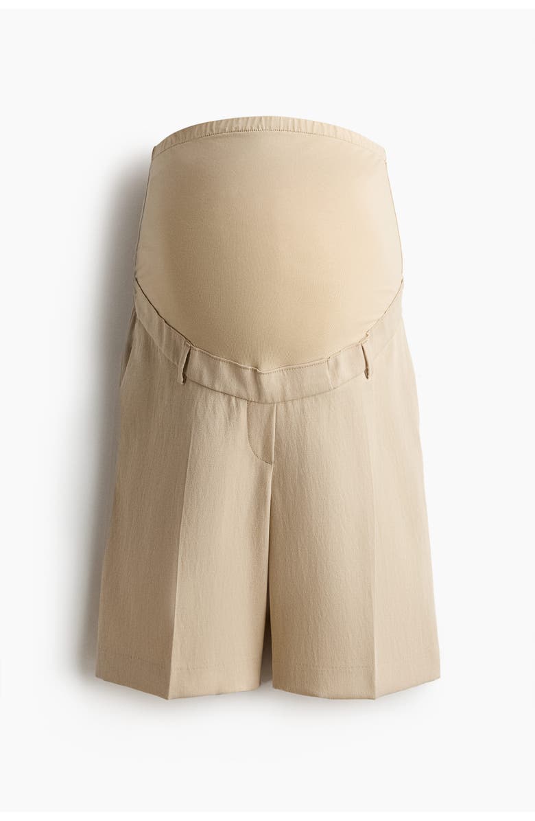 H&M Mama Linen-blend Bermuda Shorts, Main, color, Light Beige