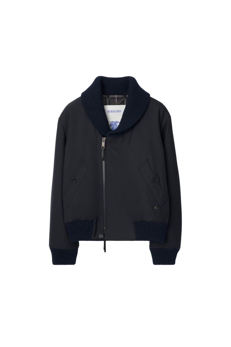 Wool Blend Bomber Jacket, Alternate, color, Navy