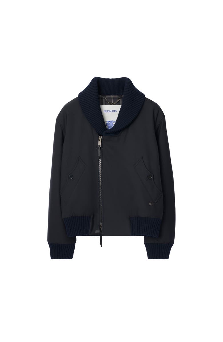 Burberry Wool Blend Bomber Jacket, Alternate, color, Navy