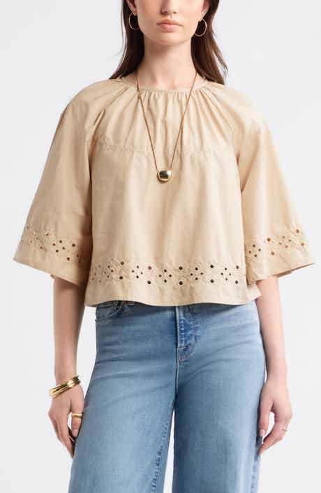 Eyelet Embroidered Poplin Swing Top