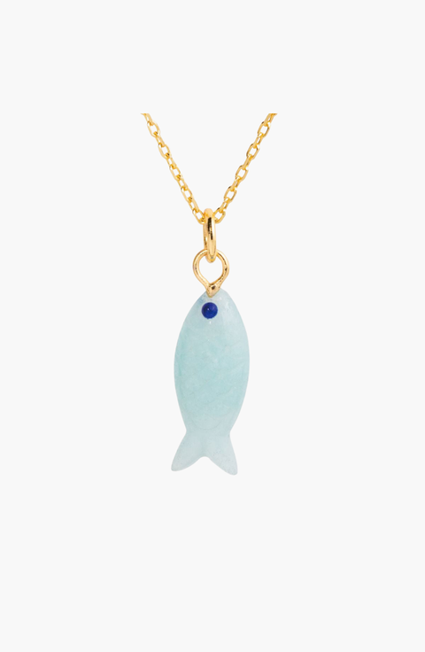 Fish Gemstone Charm Necklace