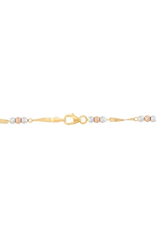 Frankie & Zoe 14k Tri-tone Gold Beaded Station Bracelet In Transparent