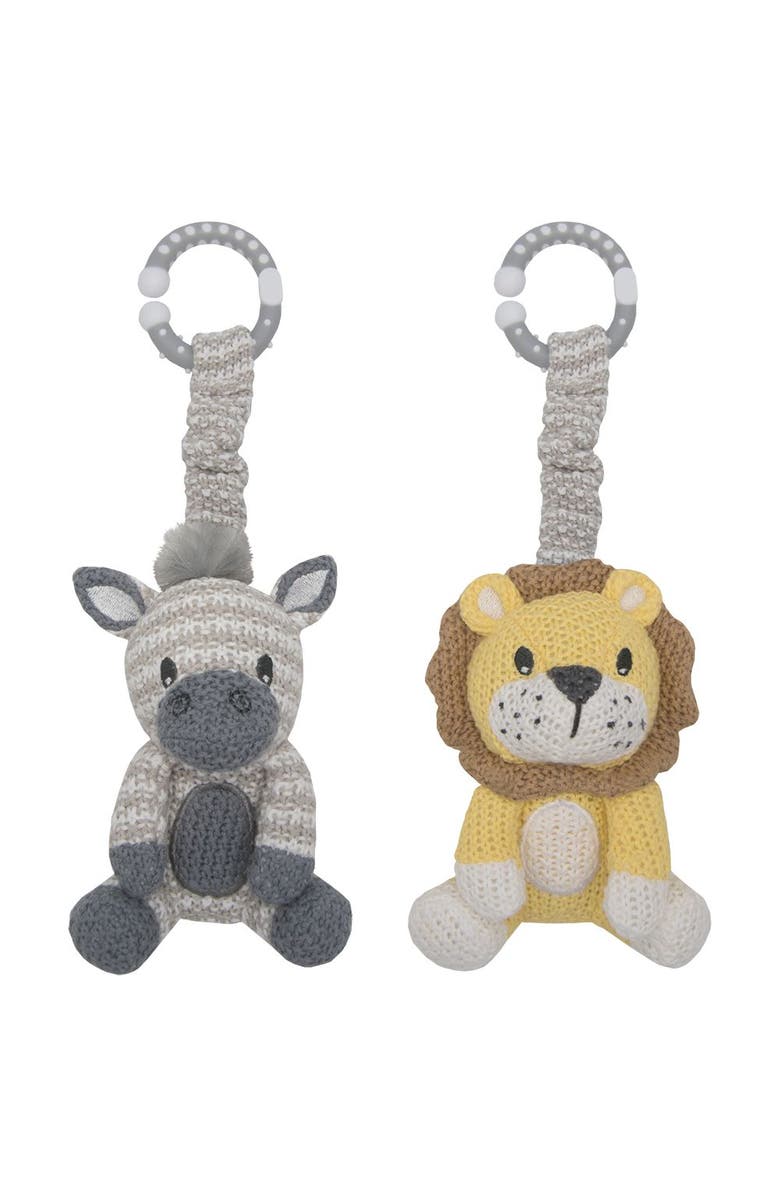 Living Textiles 2pk Stroller Toy - Lion & Zebra, Main, color, White