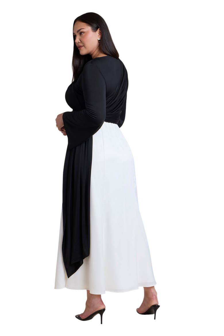 Draped Tie Waist Top, Alternate, color, BLACK ONYX