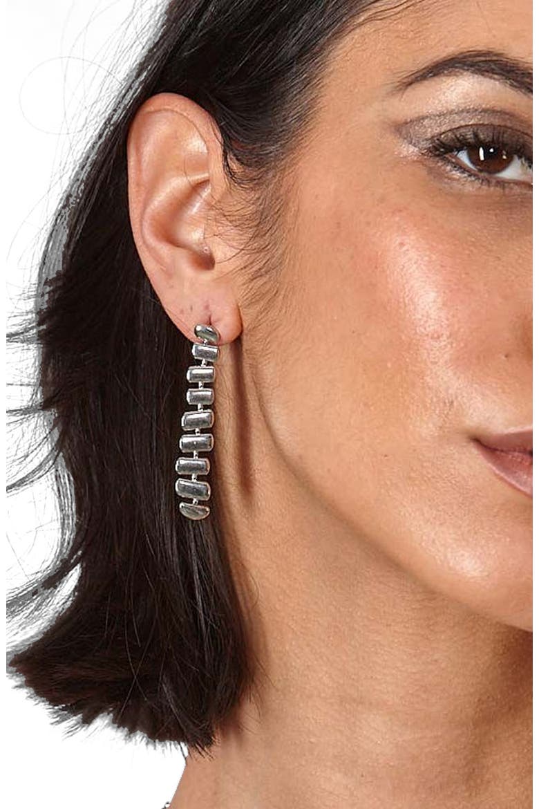 Egyptian Temple Long Earrings, Alternate, color, Sterling Silver