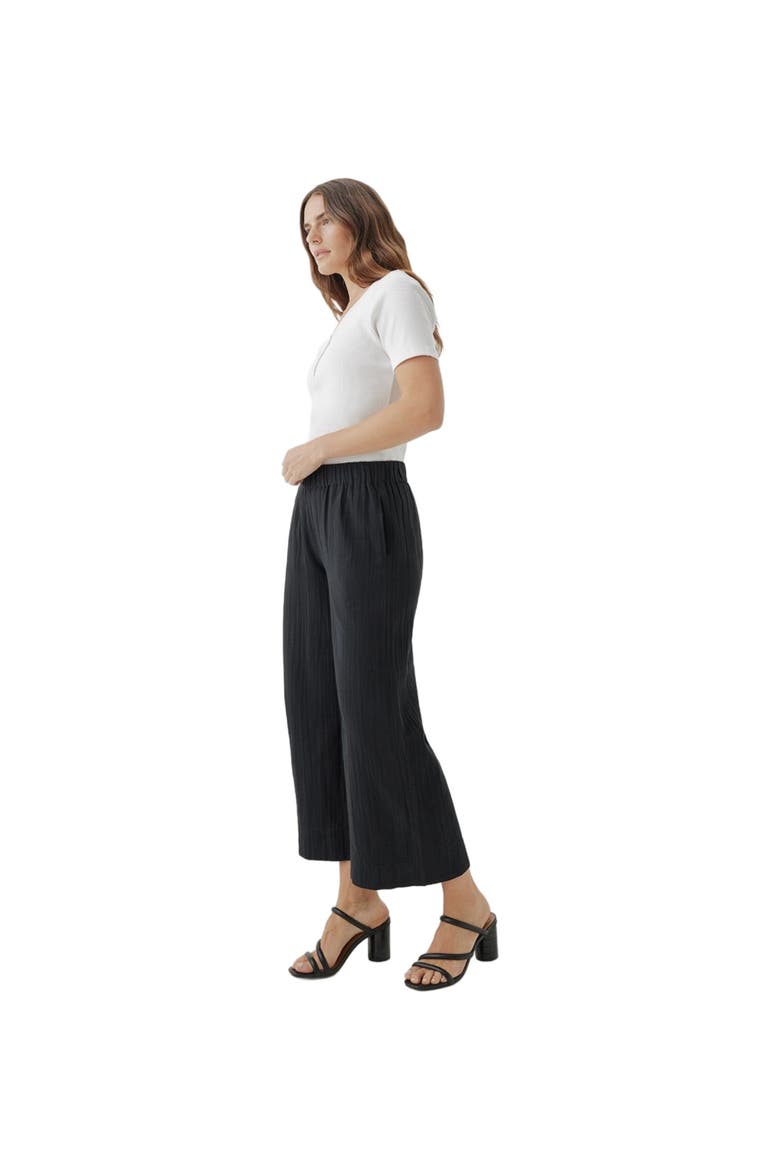 Organic Coastal Double Gauze Wide Leg Pant, Alternate, color, Black