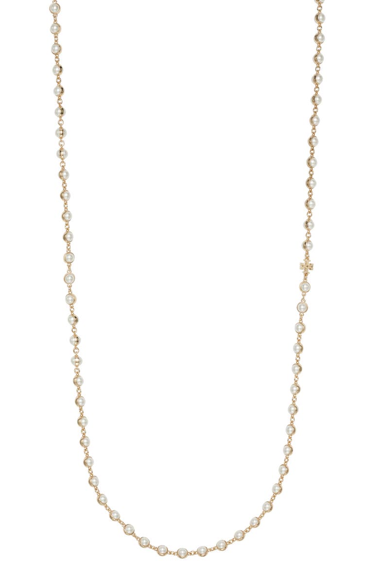 Tory Burch Moondance Faux Pearl Long Necklace, Main, color, 