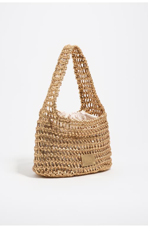 BIMBA Y LOLA Woven Leather Shoulder Bag in Gold at Nordstrom