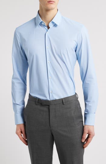 Hugo Boss Boss Hank Kent Slim Fit Performance Stretch Dress Shirt In Blue