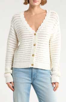 Lucky Brand Scallop Pointelle Cardigan
