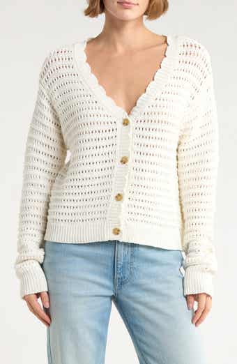 Lucky Brand Scallop Pointelle Cardigan