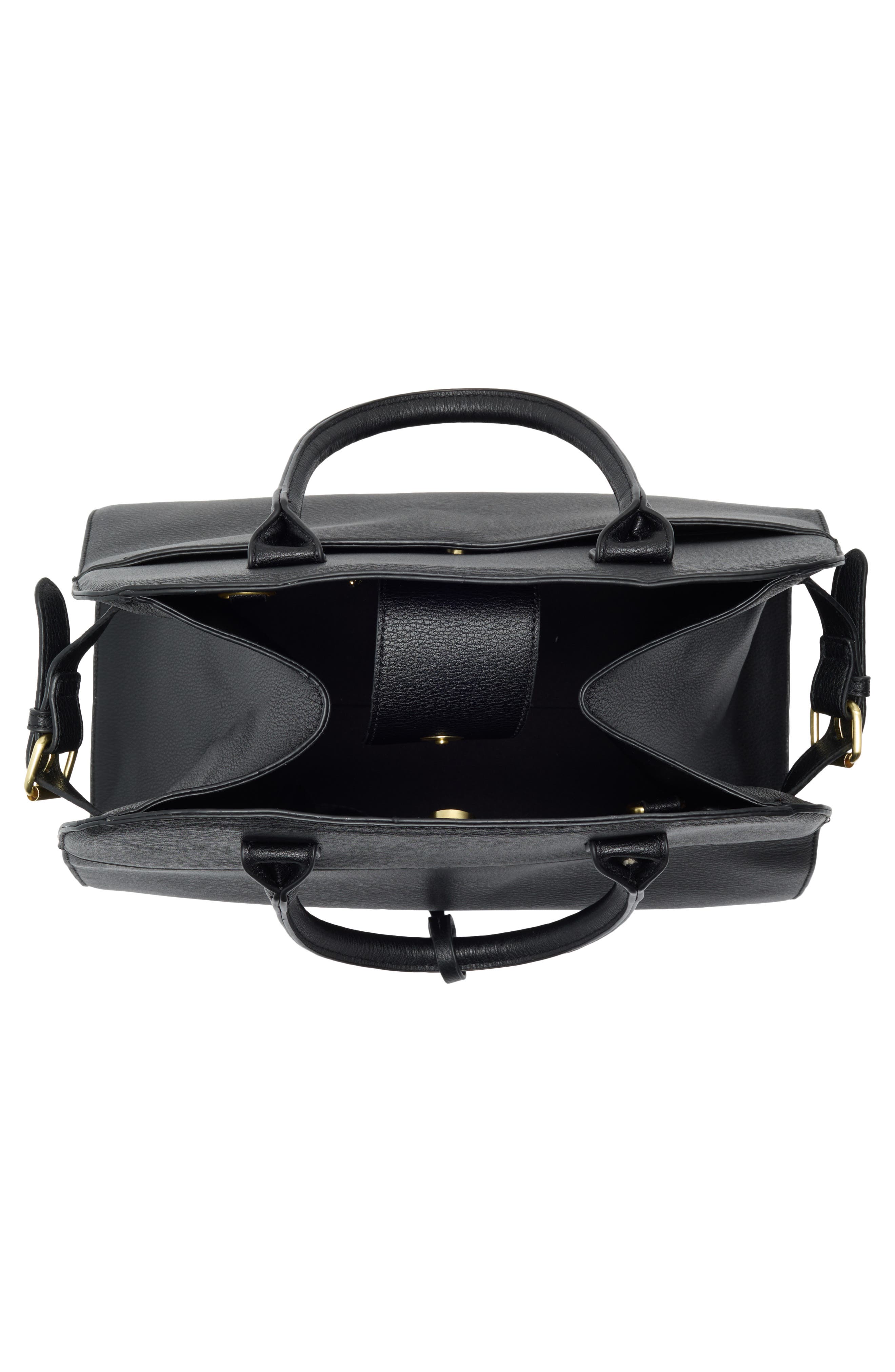 BCBG Structured Satchel Bag with Bear Charm, Alternate, color, Black