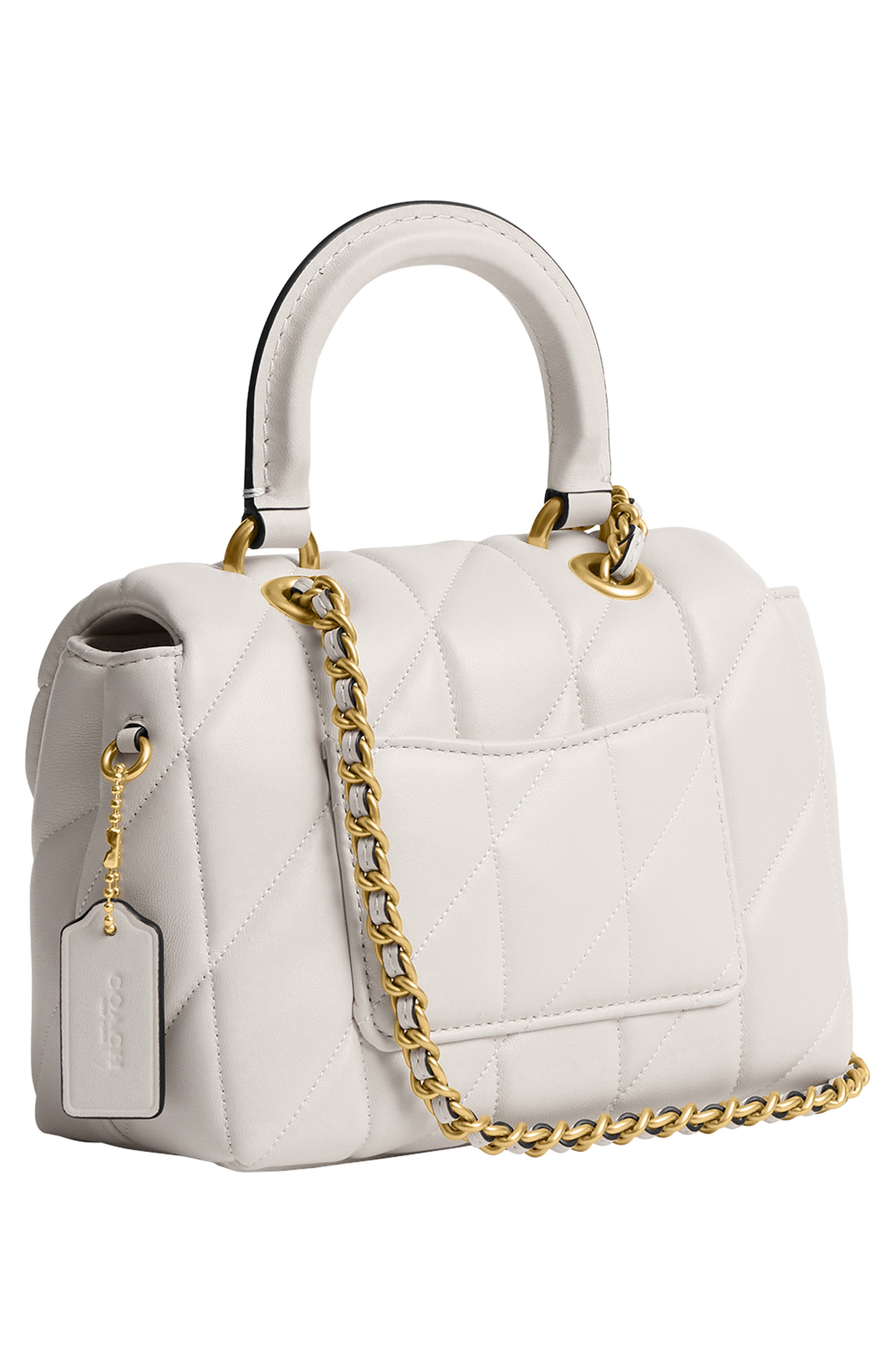 COACH Tabby Quilted Leather Convertible Top Handle Bag, Alternate, color, Chalk