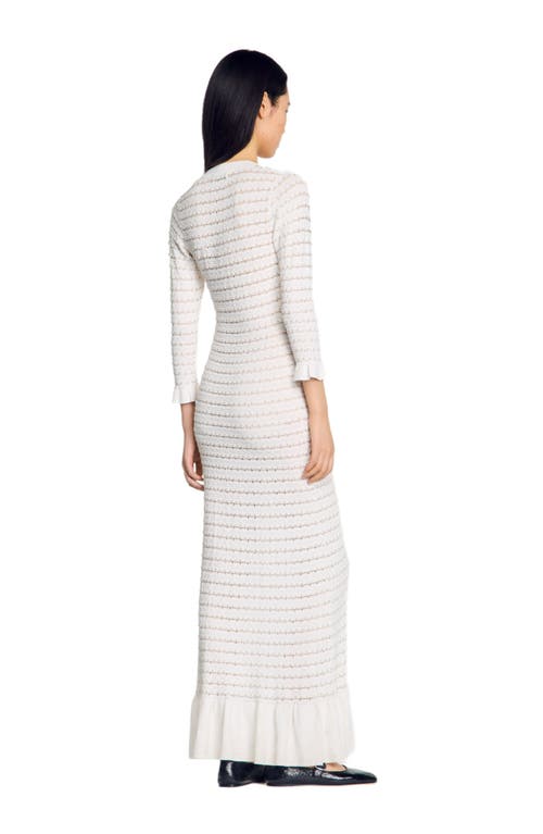 Sandro Beaded Maxi Dress In Ecru