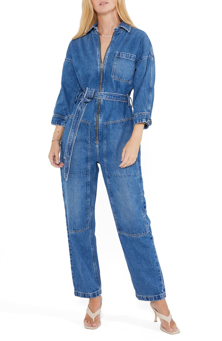 ÉTICA Zeta Zip Front Denim Jumpsuit, Main, color,