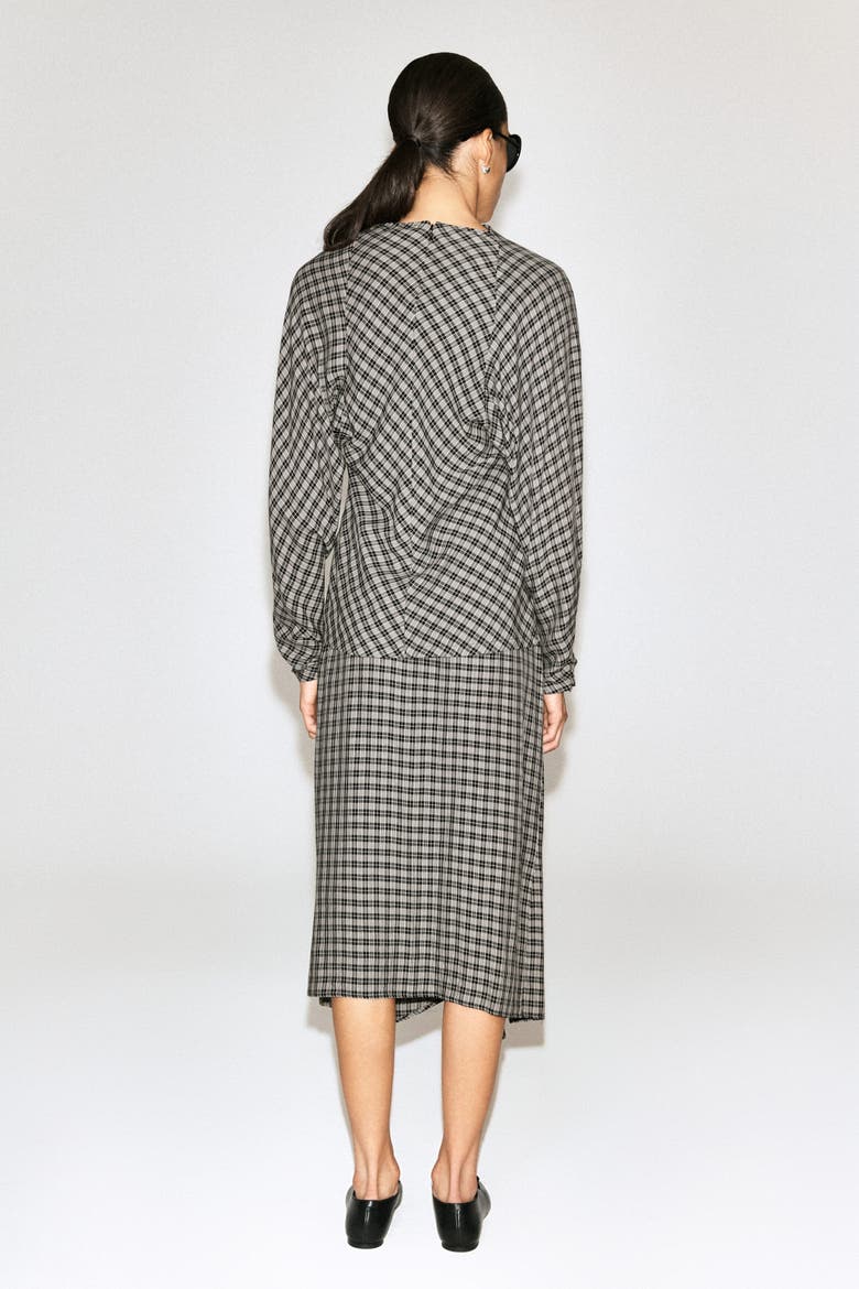 Draped Checked Top, Alternate, color, GRAY / CHECKED