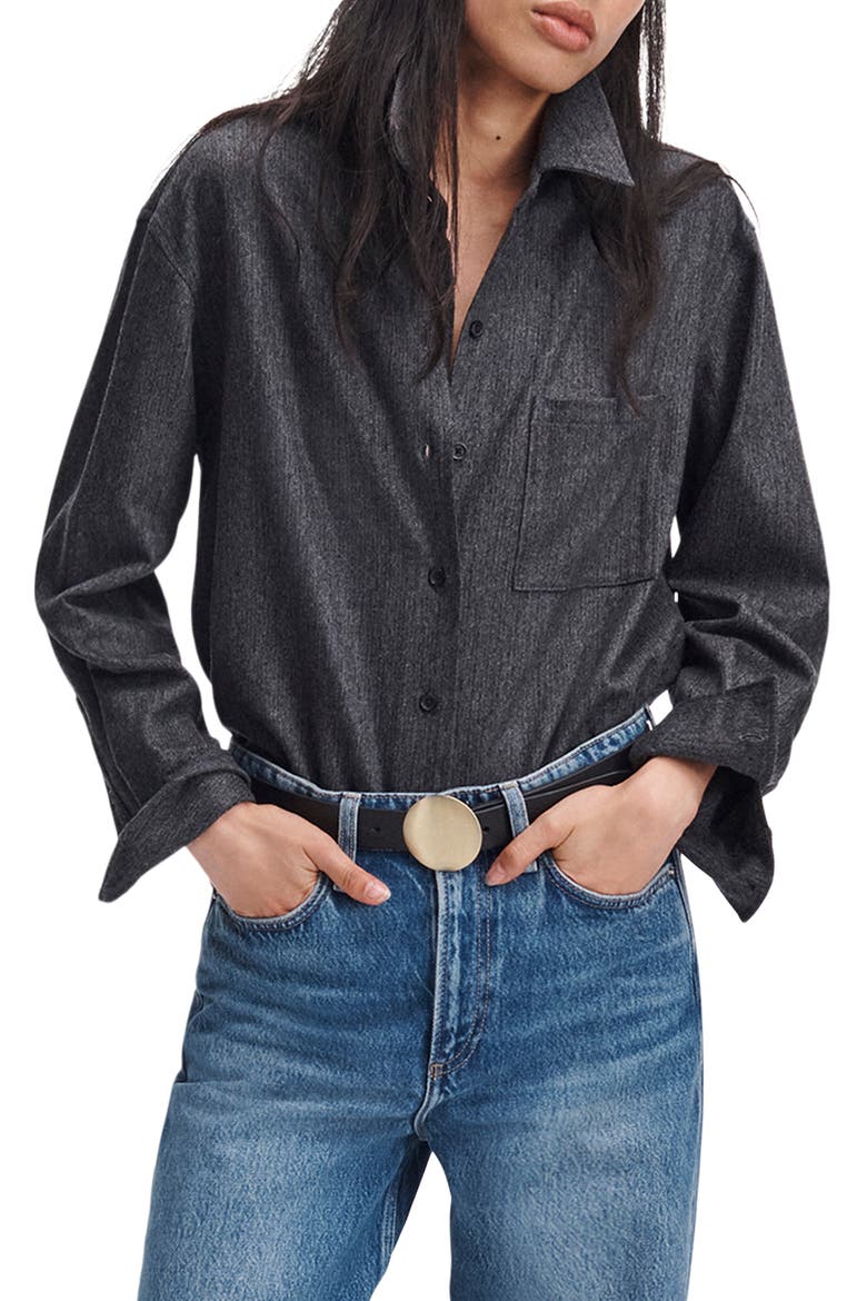 Connie Tailored Wool & Cashmere Shirt, Main, color, CHARCOAL MULTI