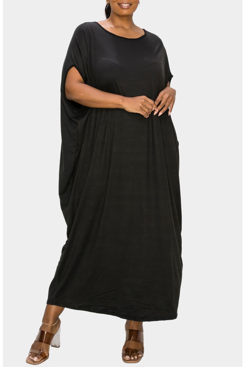 Sasha Knit Kaftan Dress, Main, color, BLACK