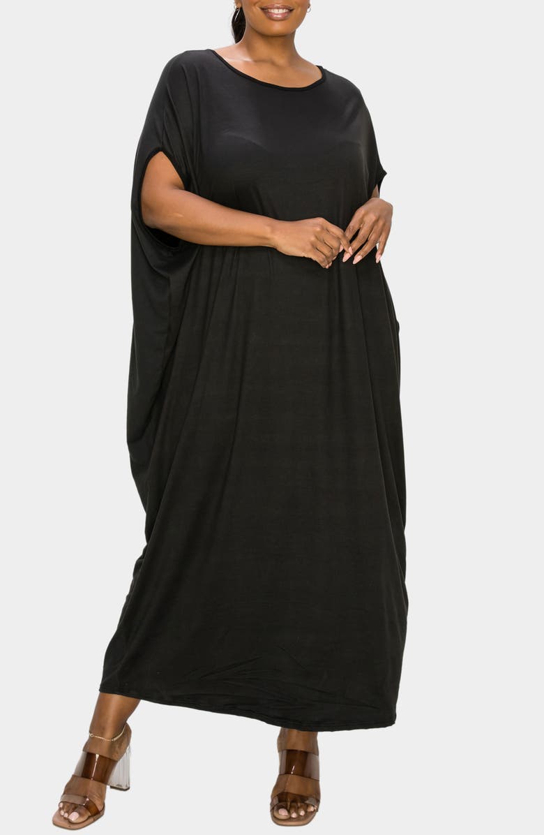 L I V D Sasha Knit Kaftan Dress, Main, color, Black