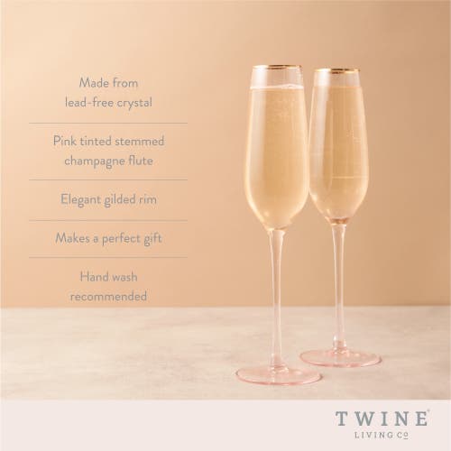 Twine Rose Crystal Champagne Flutes Set Of 2 In Pink