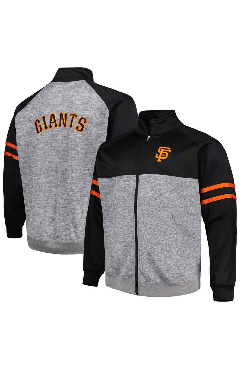 PROFILE Men's Black/Heather Gray San Francisco Giants Big & Tall Raglan Full-Zip Track Jacket, Alternate, color,