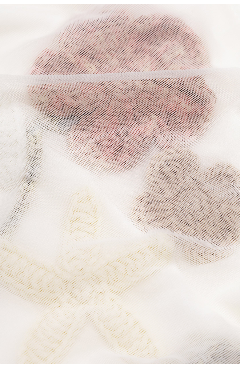 Malva Florea Bridal Sheer Mesh Bodysuit With 3D Florals, Alternate, color, White