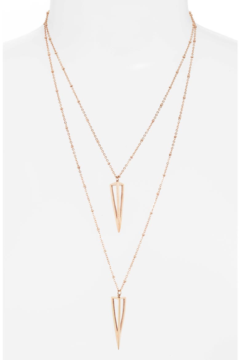 Double Strand Point Pendant Necklace, Alternate, color, GOLD