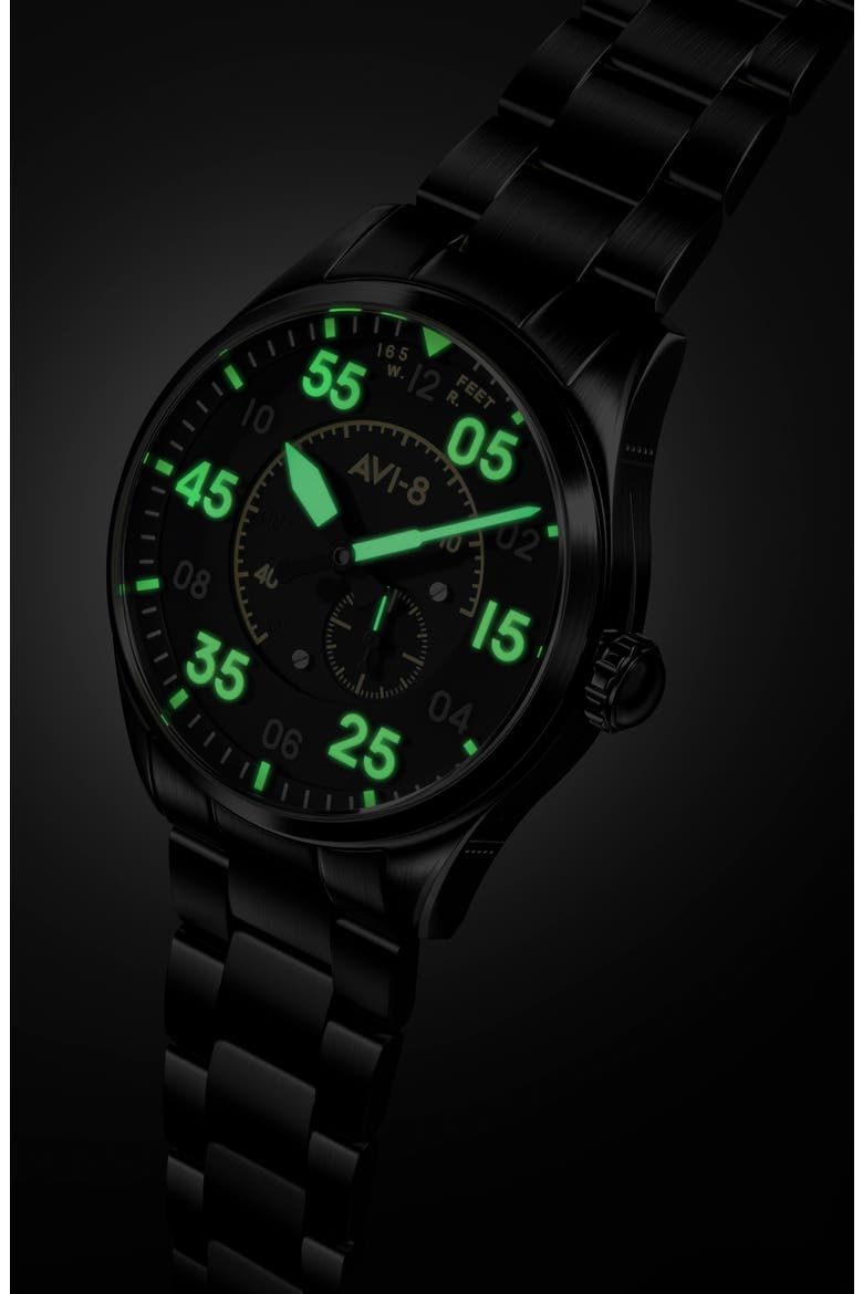 Spitfire Type 300 Eclipse Automatic Bracelet Watch, 42mm, Alternate, color, BLACK/ BLACK