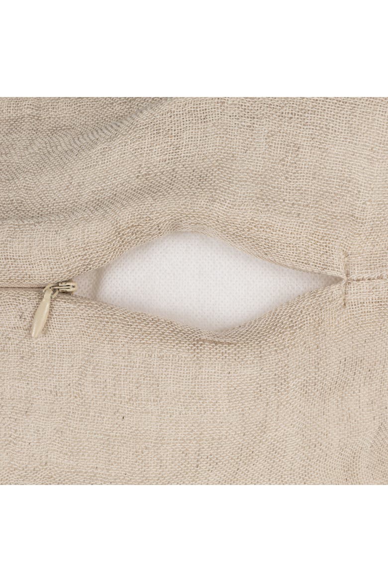 Patterned Edge Woven Cotton and Linen Pillow, Natural, Alternate, color, Natural