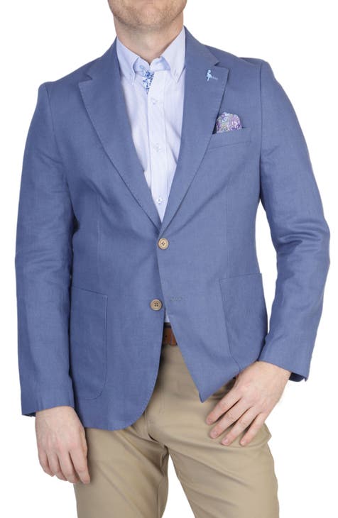 Solid Notch Lapel Linen Blend Sport Coat (Short, Regular & Long)