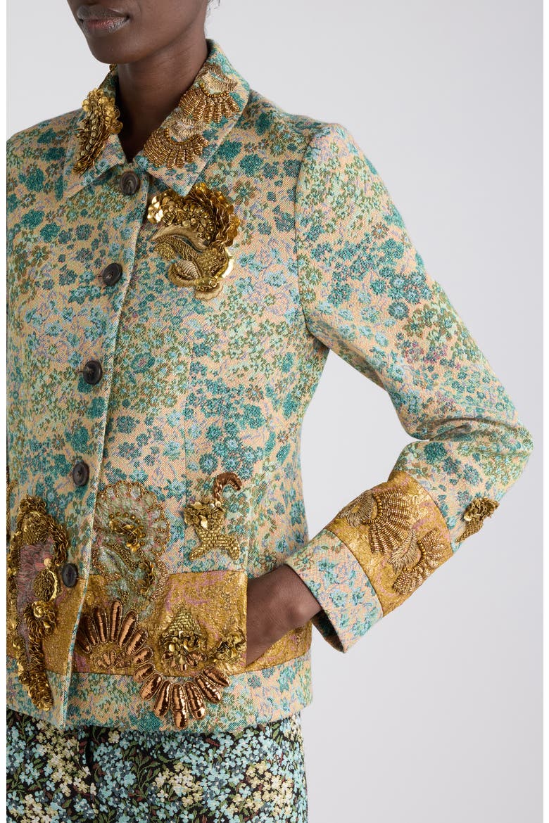Bettsy Bis Embroidered Jacquard Jacket, Alternate, color, PEACH